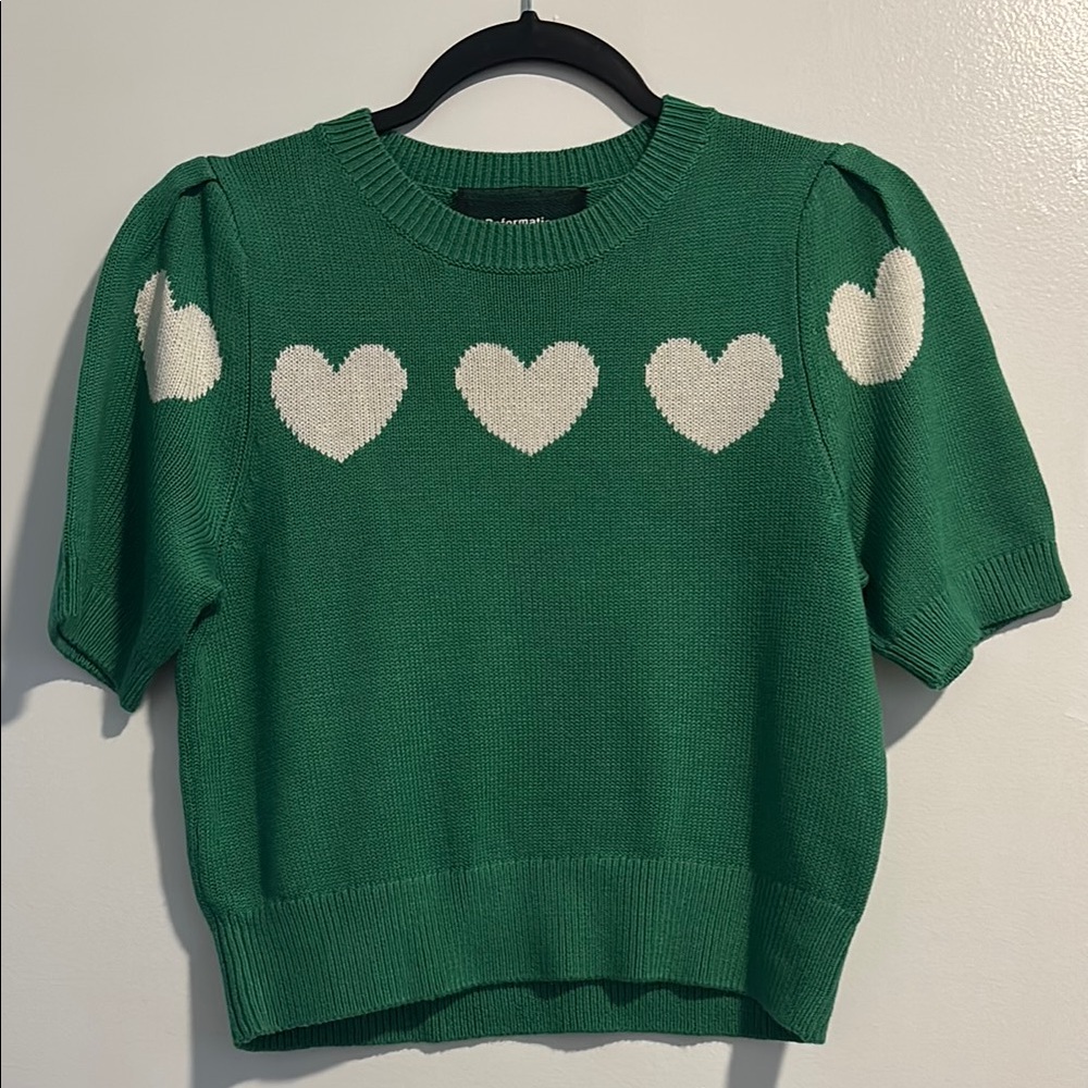 Reformation Green Heart Sweater